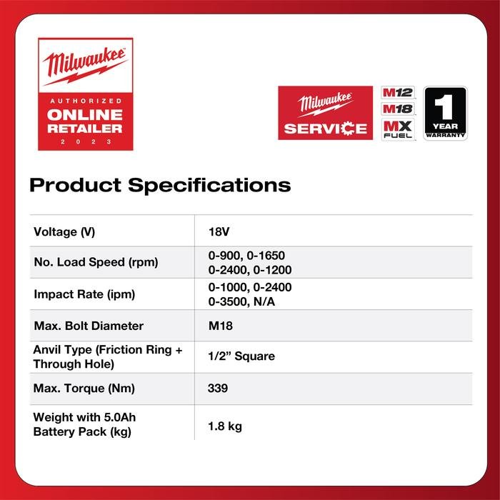 Milwaukee M18 FIW212-0 1/2" Impact Wrench - Gambar 3