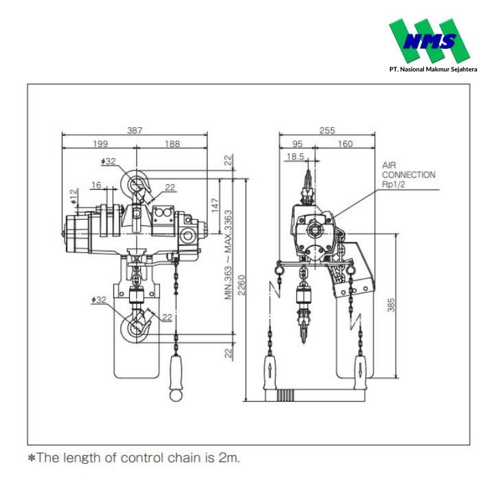 ENDO Air Hoist EHL-025TS - Gambar 2