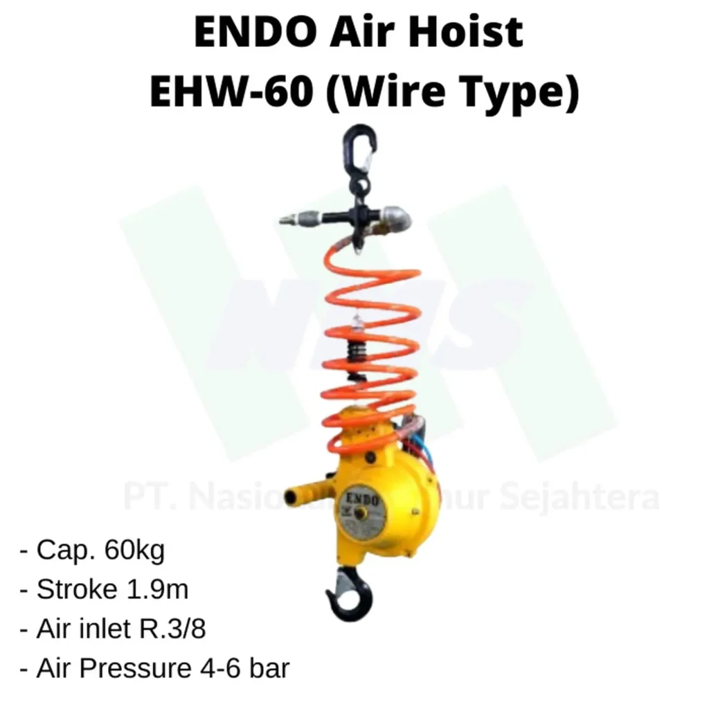ENDO EHW-60 Air Hoist Cap 60kg stroke 1.9m