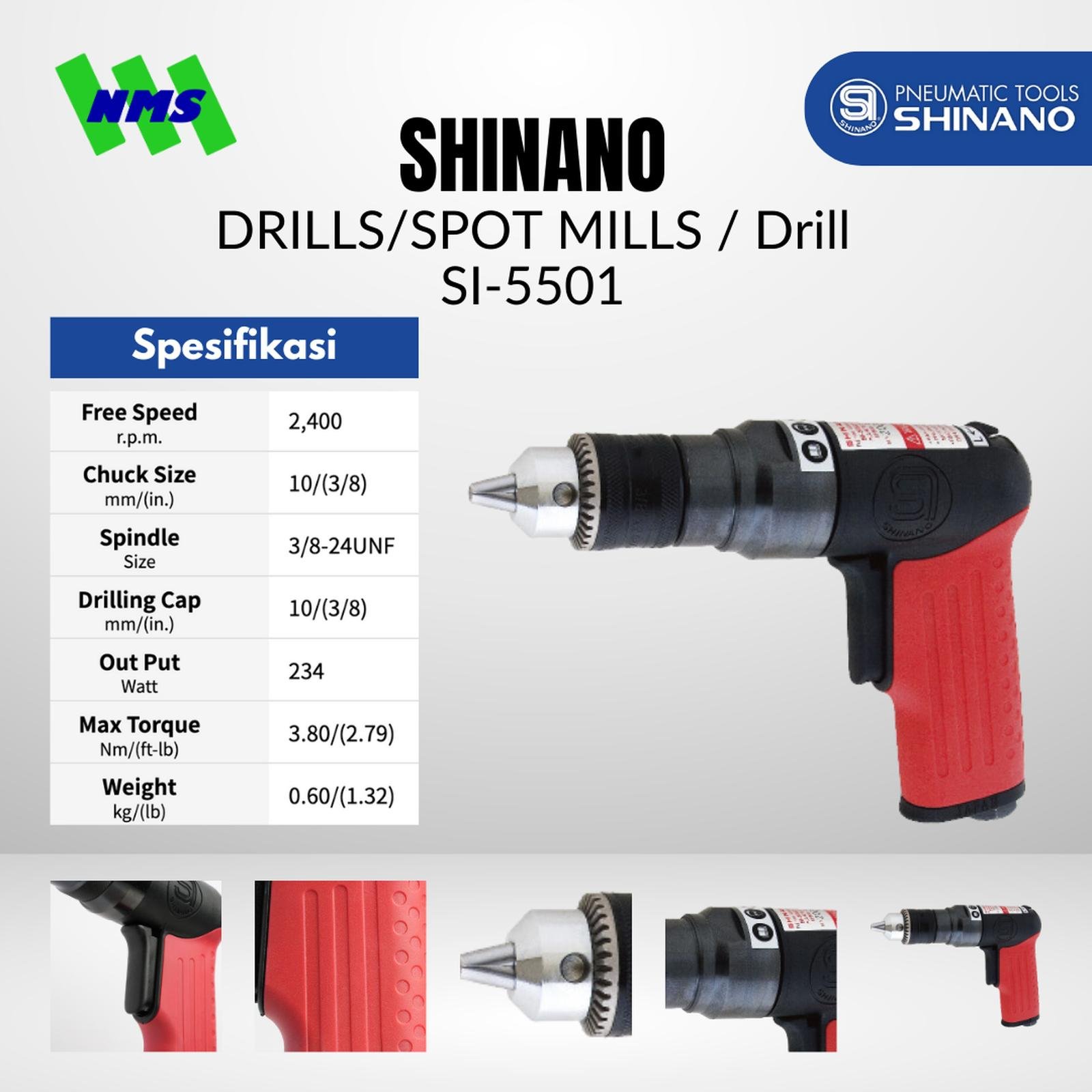 SHINANO SI-5501 3/8" Air Drill