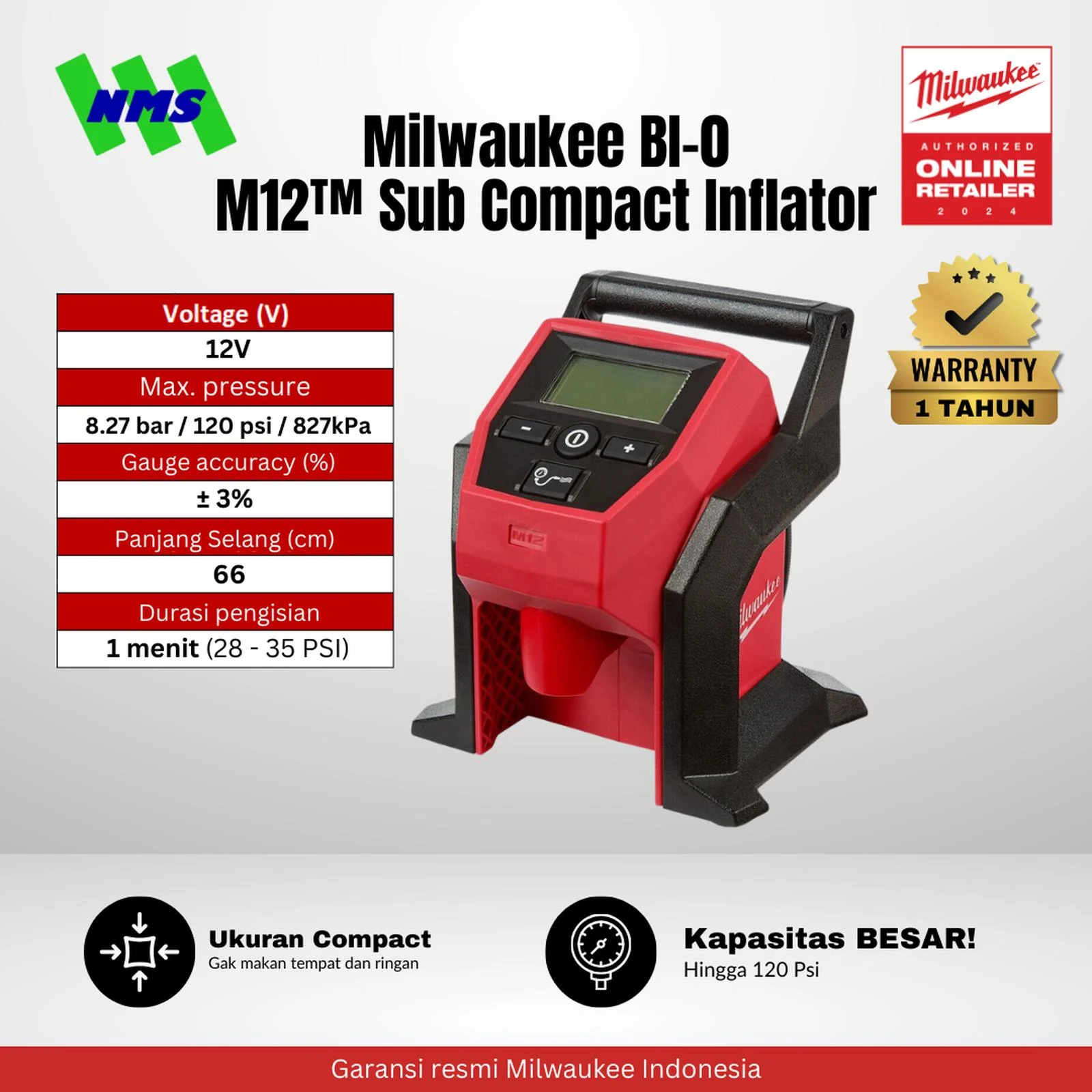 Milwaukee M12 BI-0 Sub Inflator