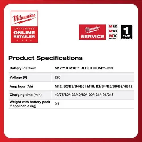 Milwaukee M12-18C Charger - Gambar 2