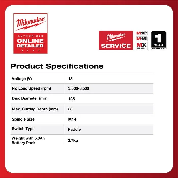 Milwaukee M18 FSAGV125XPDB - Gambar 3