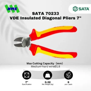 SATA VDE Insulated Diagonal Pliers 7"