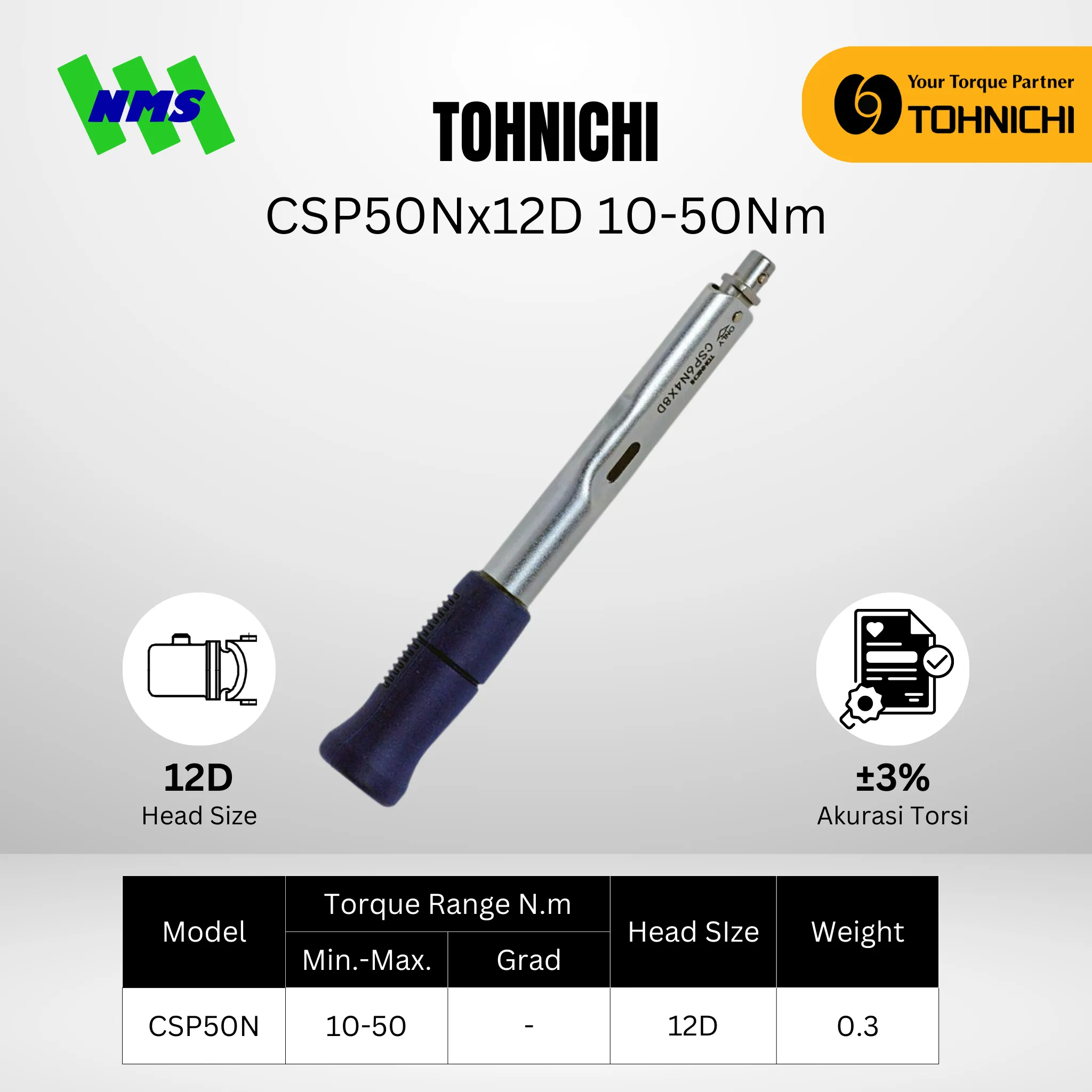 TOHNICHI Torque Wrench CSP50NX12D