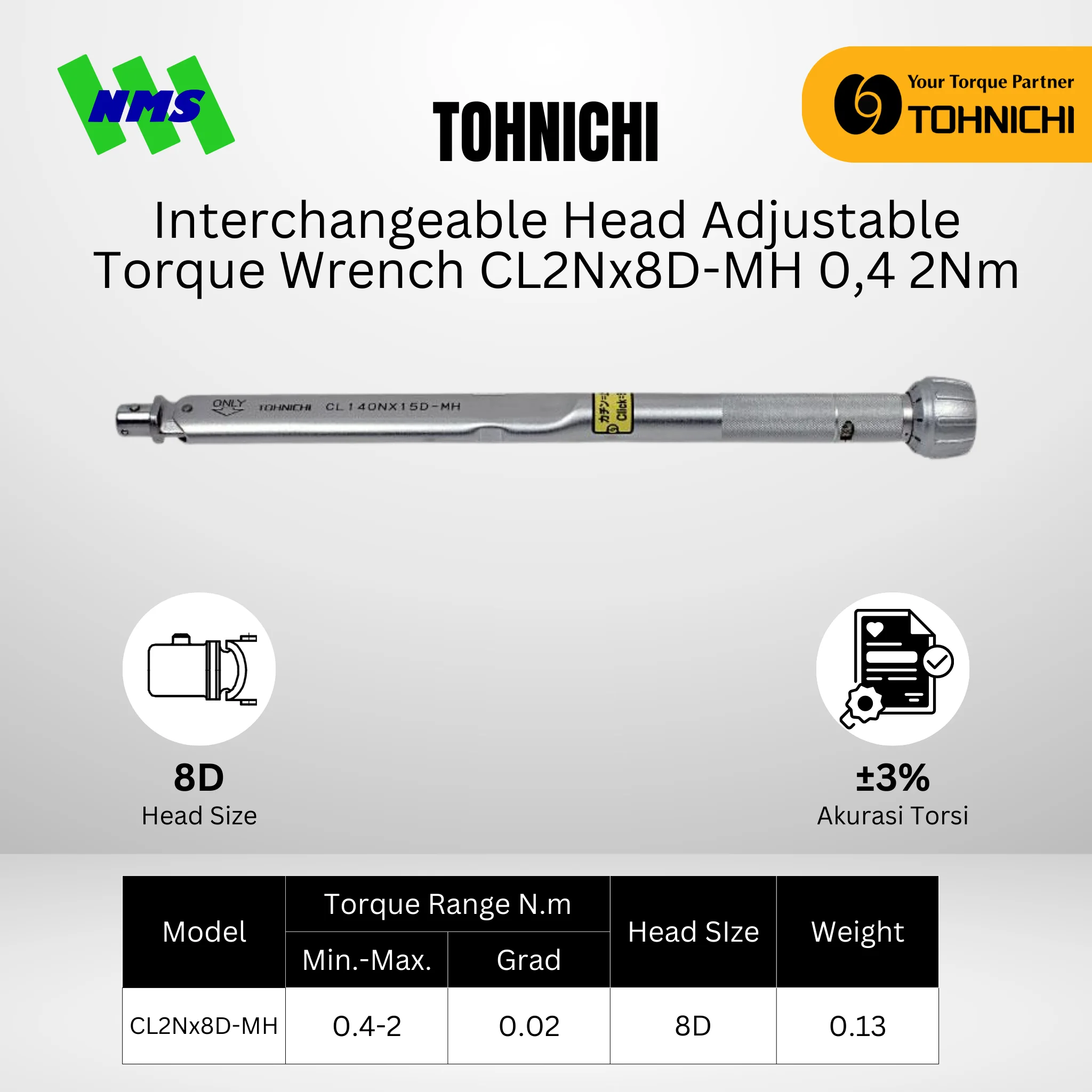 TOHNICHI Torque Wrench CL2Nx8D-MH