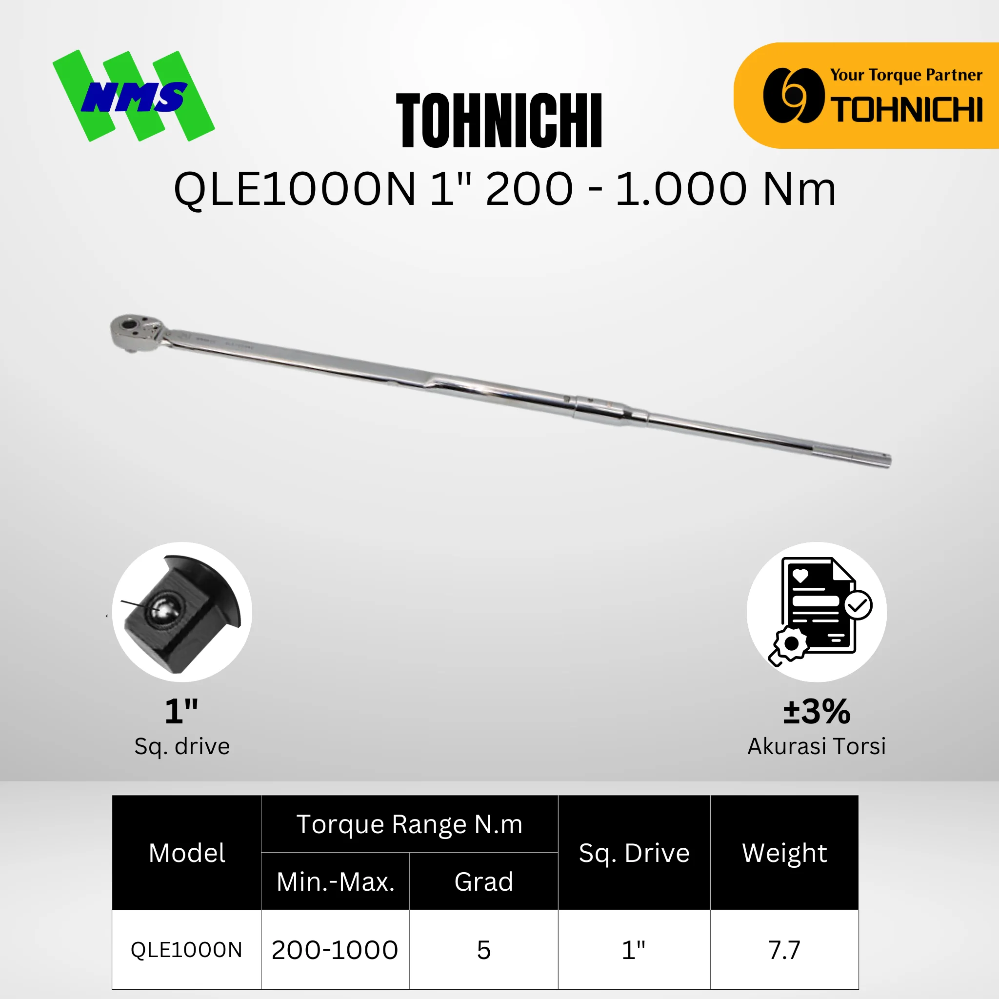 TOHNICHI Torque Wrench QLE1000N