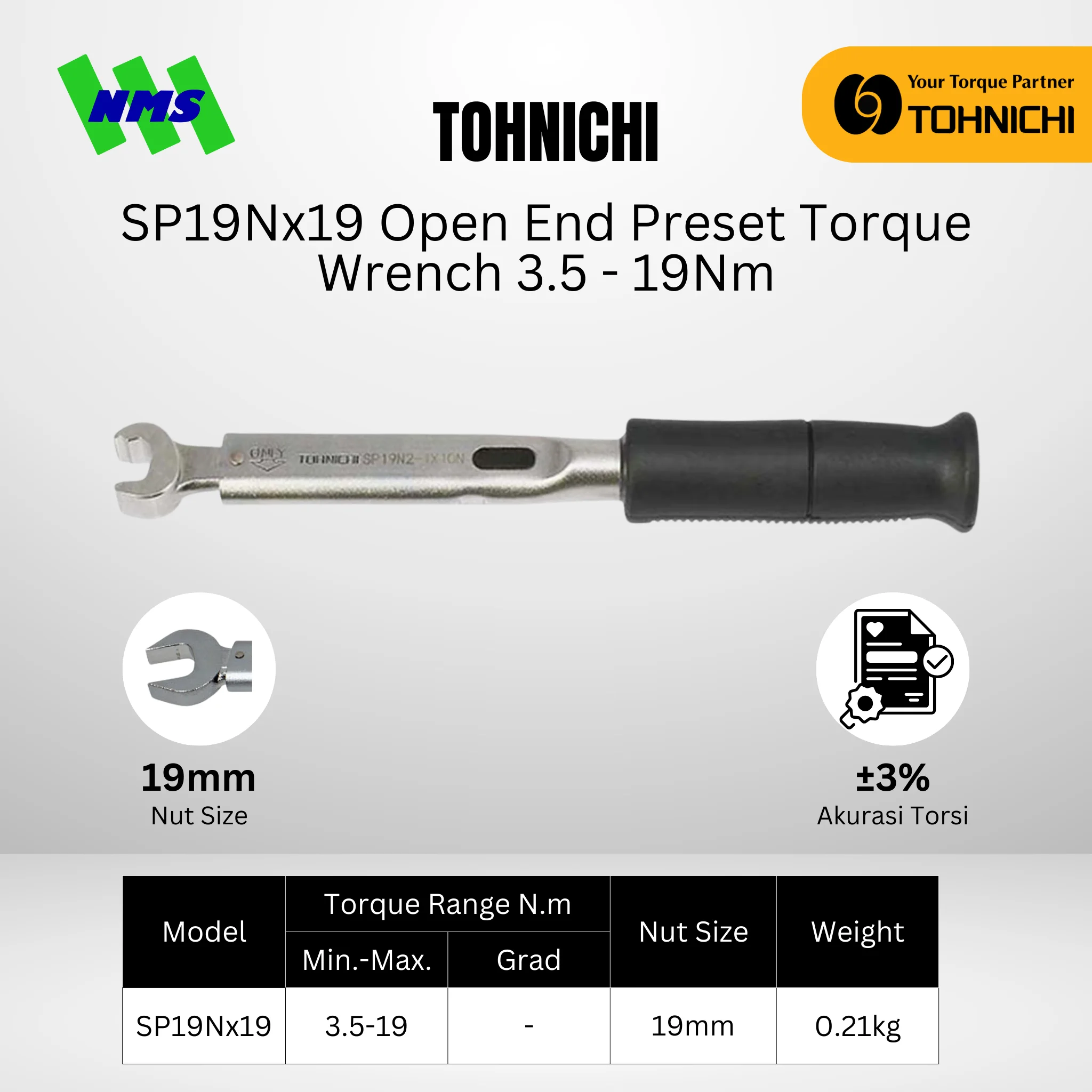 TOHNICHI Torque Wrench SP19Nx19
