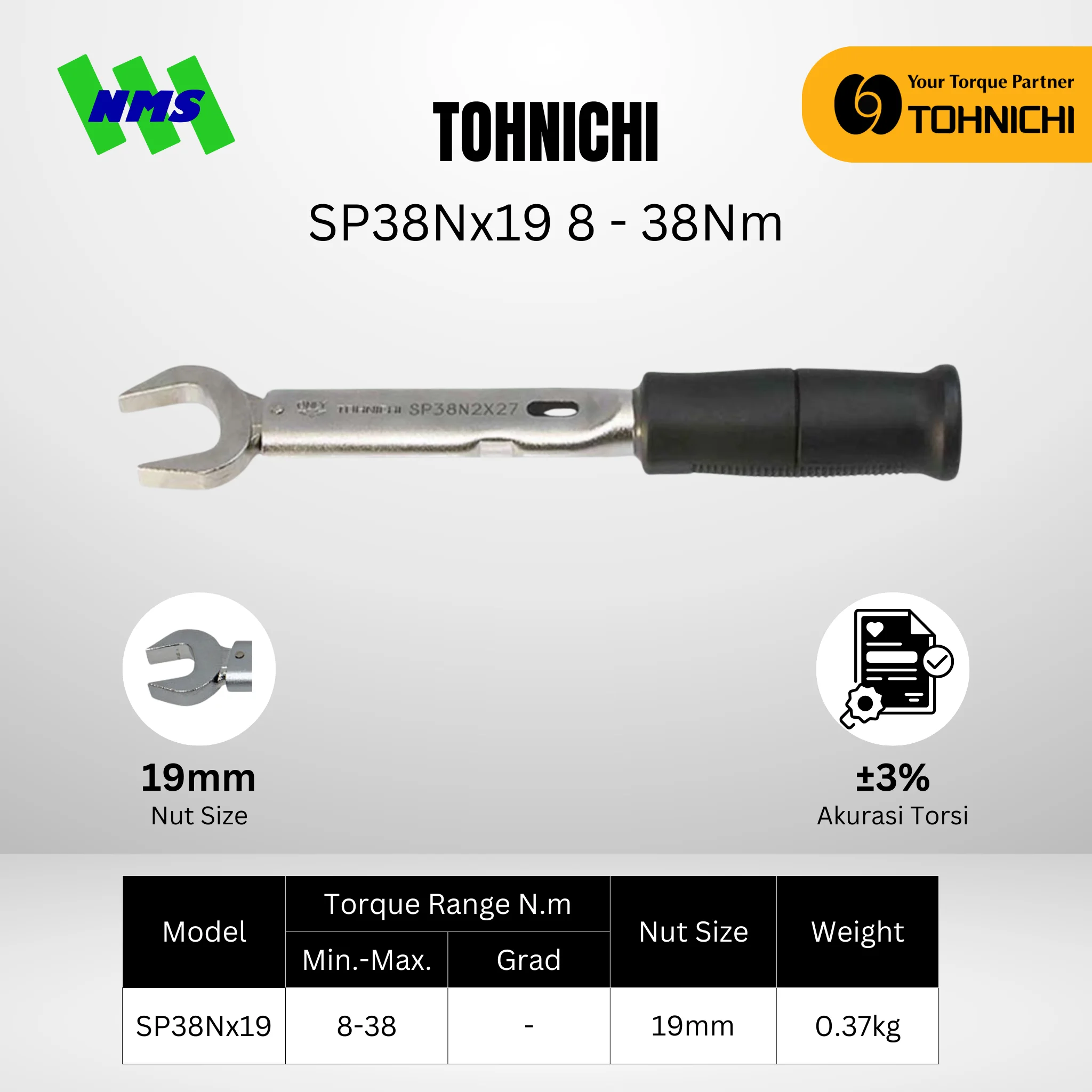 TOHNICHI Torque Wrench SP38Nx19