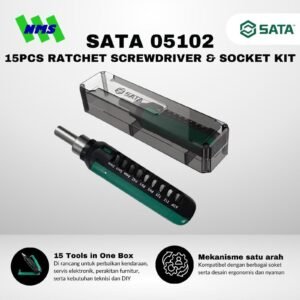 SATA 05102 15PCS RATCHET SCREWDRIVER & SOCKET KIT