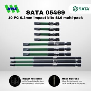 SATA 05469 10 PC 6.3mm impact bits SL6 multi-pack