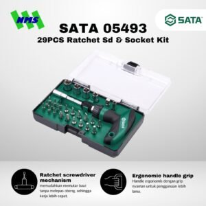 SATA 05493 29PCS Ratchet Sd & Socket Kit