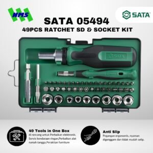 SATA 05494 49PCS RATCHET SD & SOCKET KIT