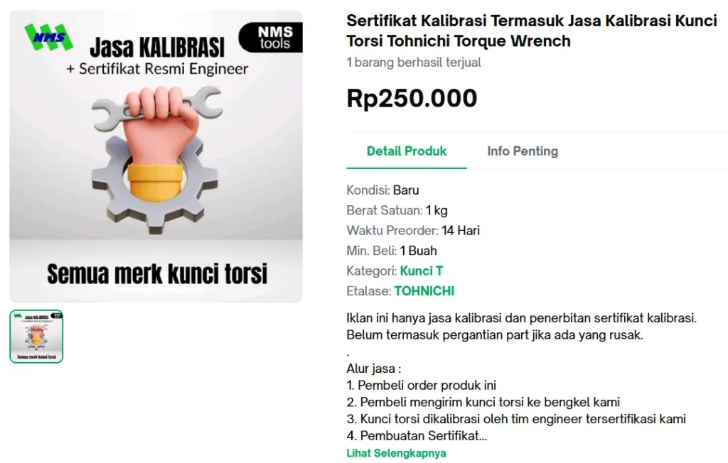 Sertifikati kalibrasi kunci torsi NMStools