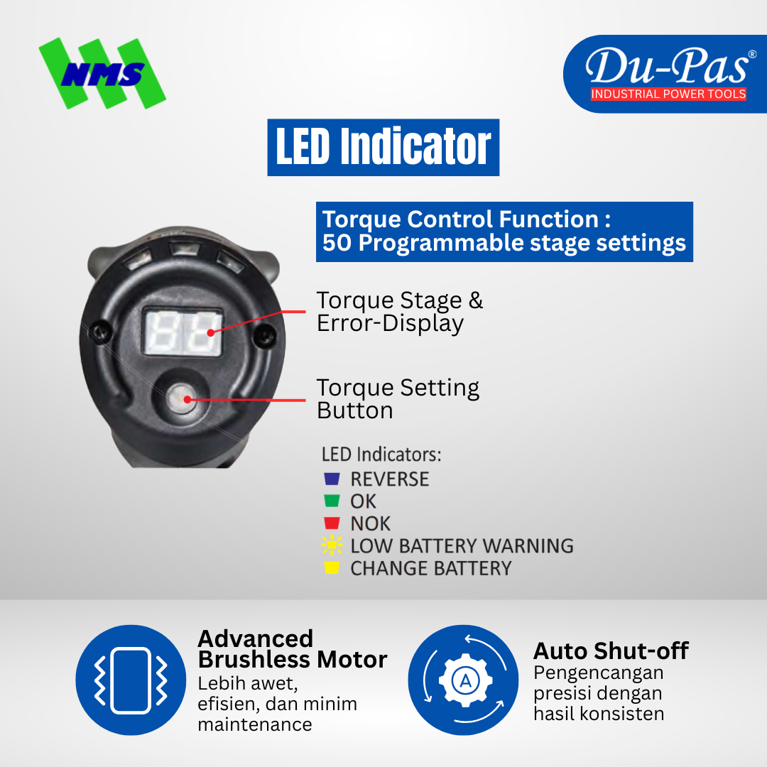 DUPAS IWT Series 18V Cordless Shutoff Impact - Gambar 3