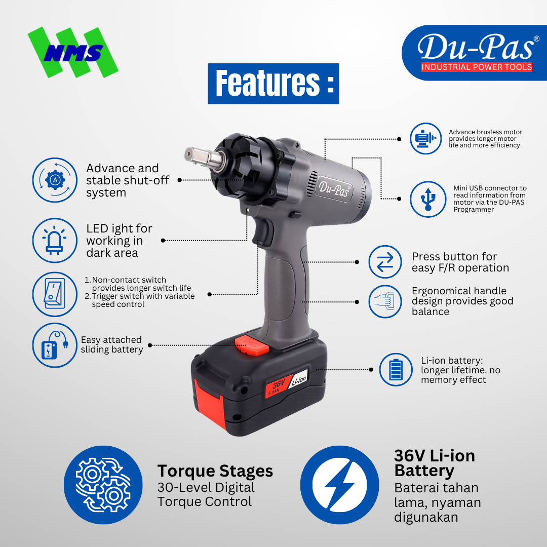 DUPAS PWN Series 36V Shutoff Impulse Tool - Gambar 4